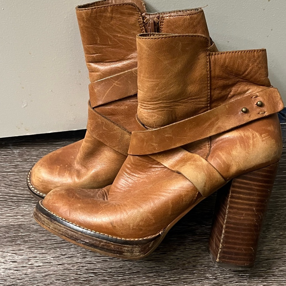 Chunky brown ankle boots